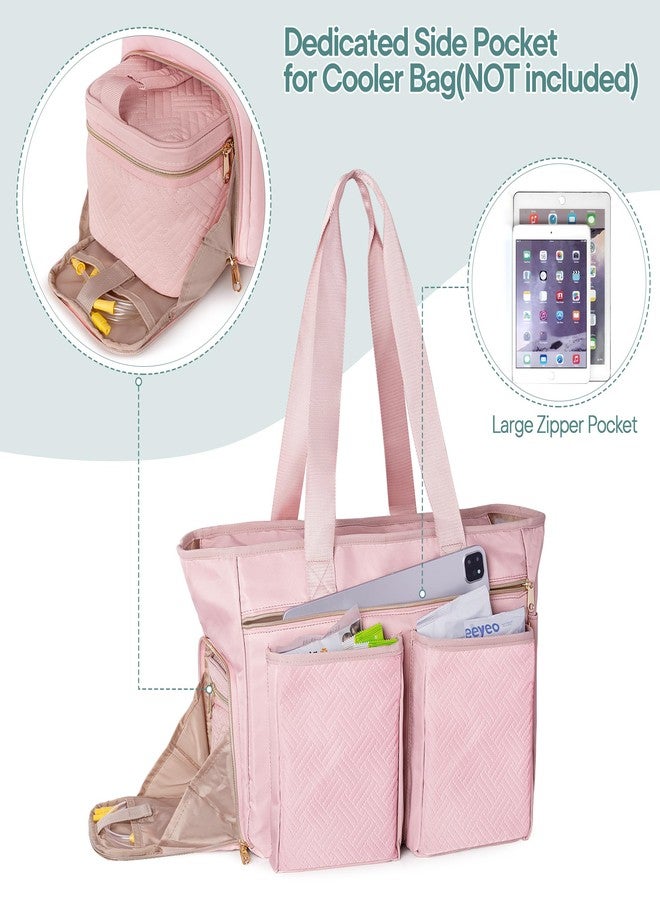 Fasrom Wearable Breast Pump Tote Bag Compatible with Medela Pump in Style and Accessories, Pumping Bag with 15.6” Laptop Sleeve for Work Moms to Carry Pump Parts, Pink (Patent Design, Empty Bag Only) - Image 2